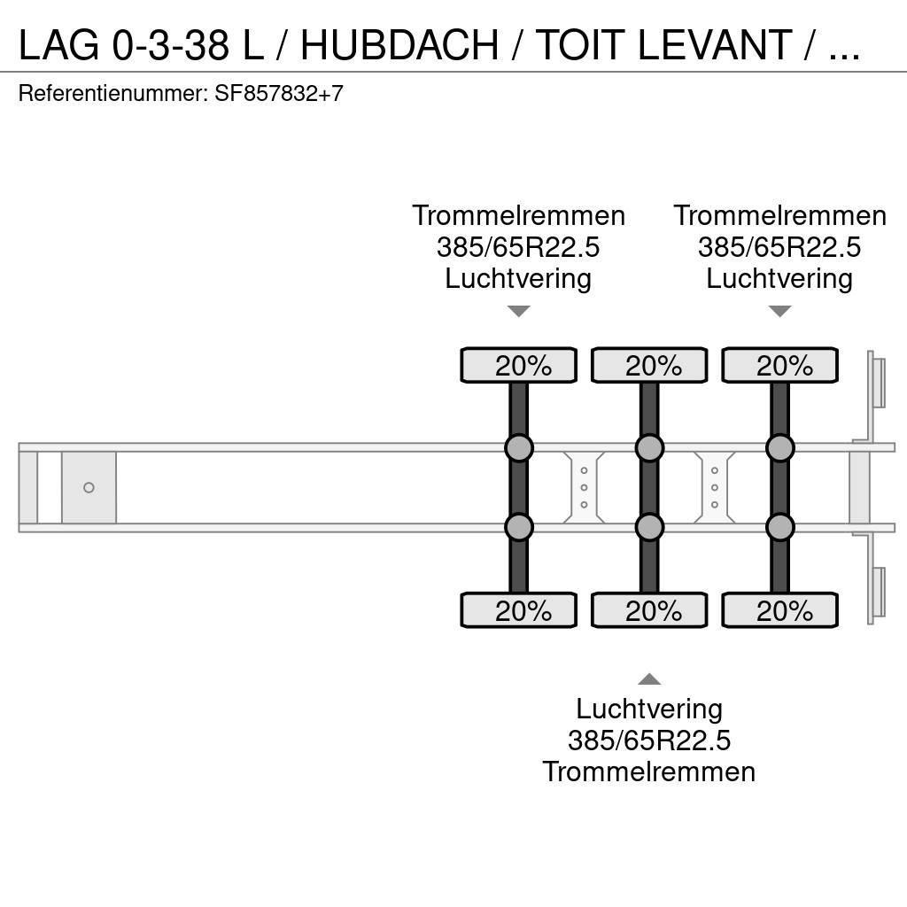 LAG 0-3-38 L / HUBDACH / TOIT LEVANT / HEFDAK / COIL / Semi-trailer med Gardinsider