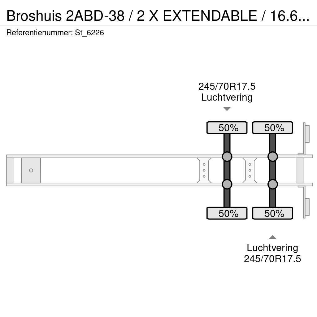 Broshuis 2ABD-38 / 2 X EXTENDABLE / 16.62 mtr BED / Semi-trailer blokvogn