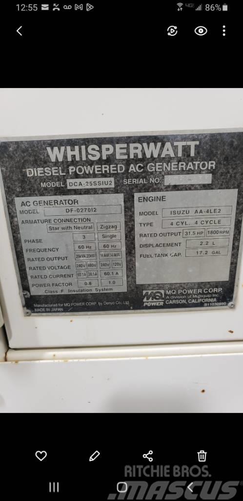 Whisperwatt Diesel Powered AC Generator DF-027012 Dieselgeneratorer