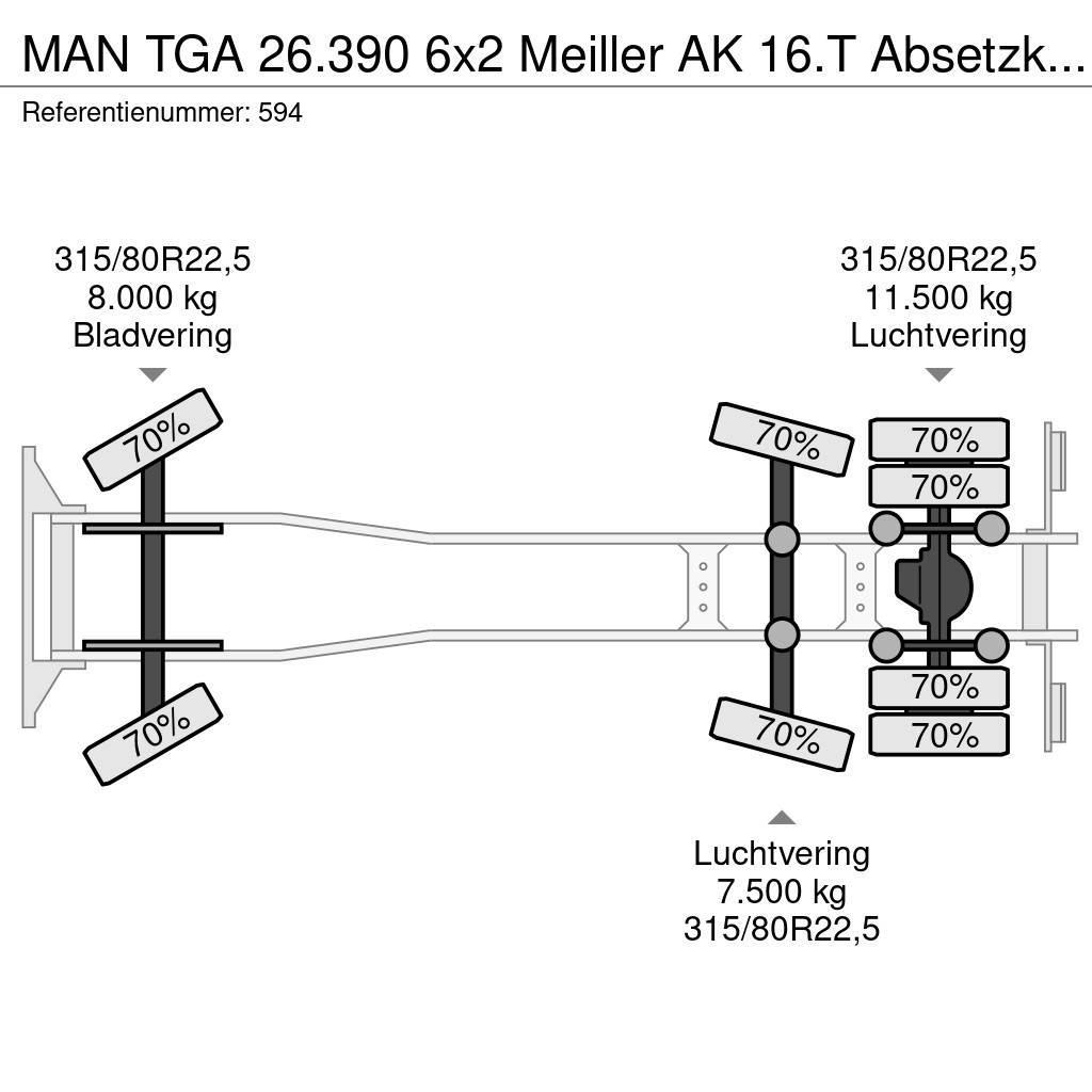 MAN TGA 26.390 6x2 Meiller AK 16.T Absetzkipper 2 Piec Skip loader