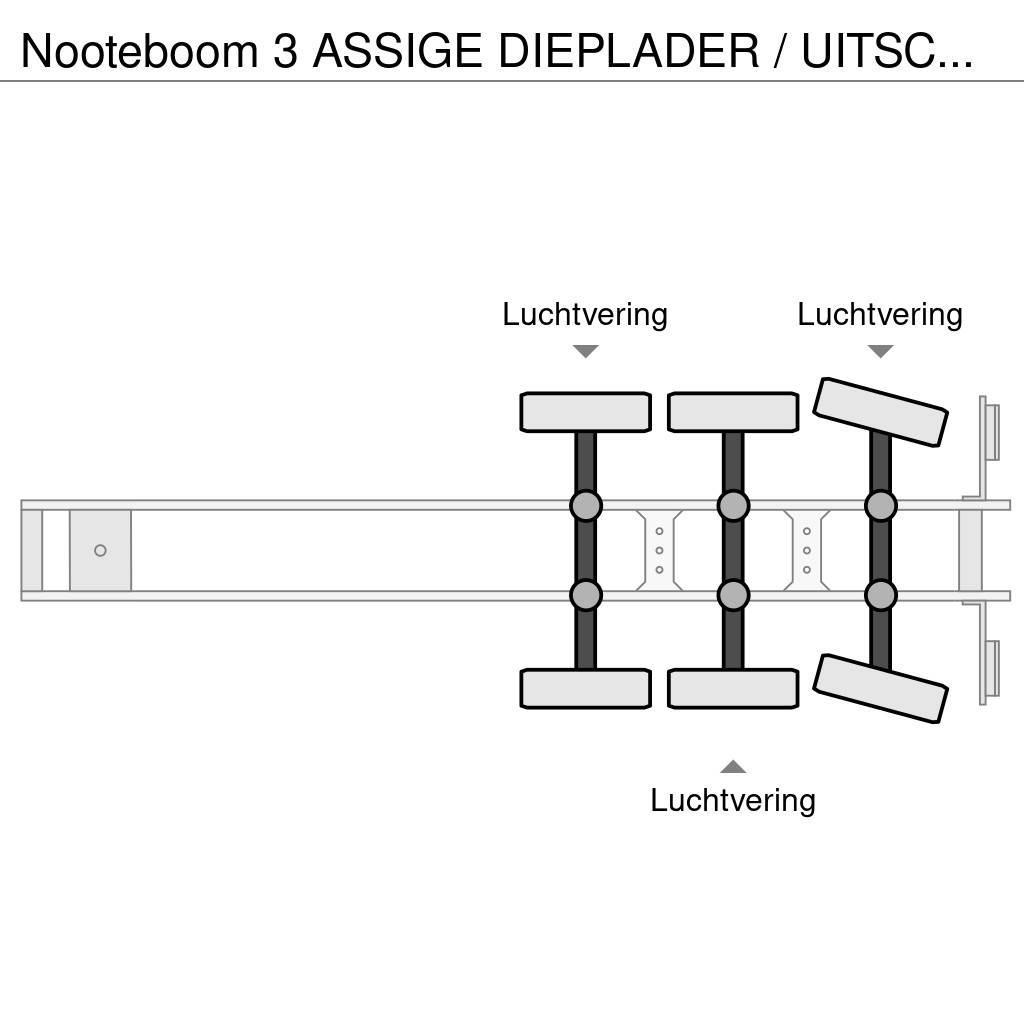 Nooteboom 3 ASSIGE DIEPLADER / UITSCHUIFBAAR / EXTENDABLE / Semi-trailer blokvogn