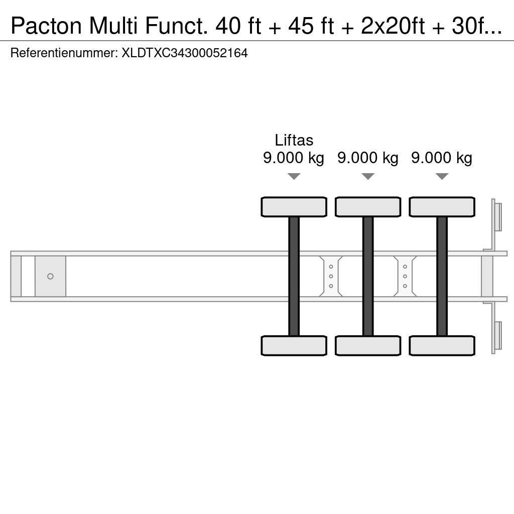 Pacton Multi Funct. 40 ft + 45 ft + 2x20ft + 30ft + High Semi-trailer med containerramme