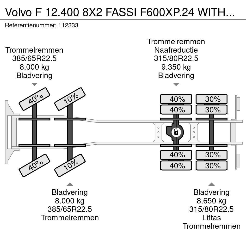 Volvo F 12.400 8X2 FASSI F600XP.24 WITH JIB Kraner til alt terræn