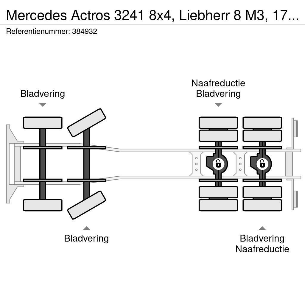 Mercedes-Benz Actros 3241 8x4, Liebherr 8 M3, 17 mtr belt, Remot Betonbiler