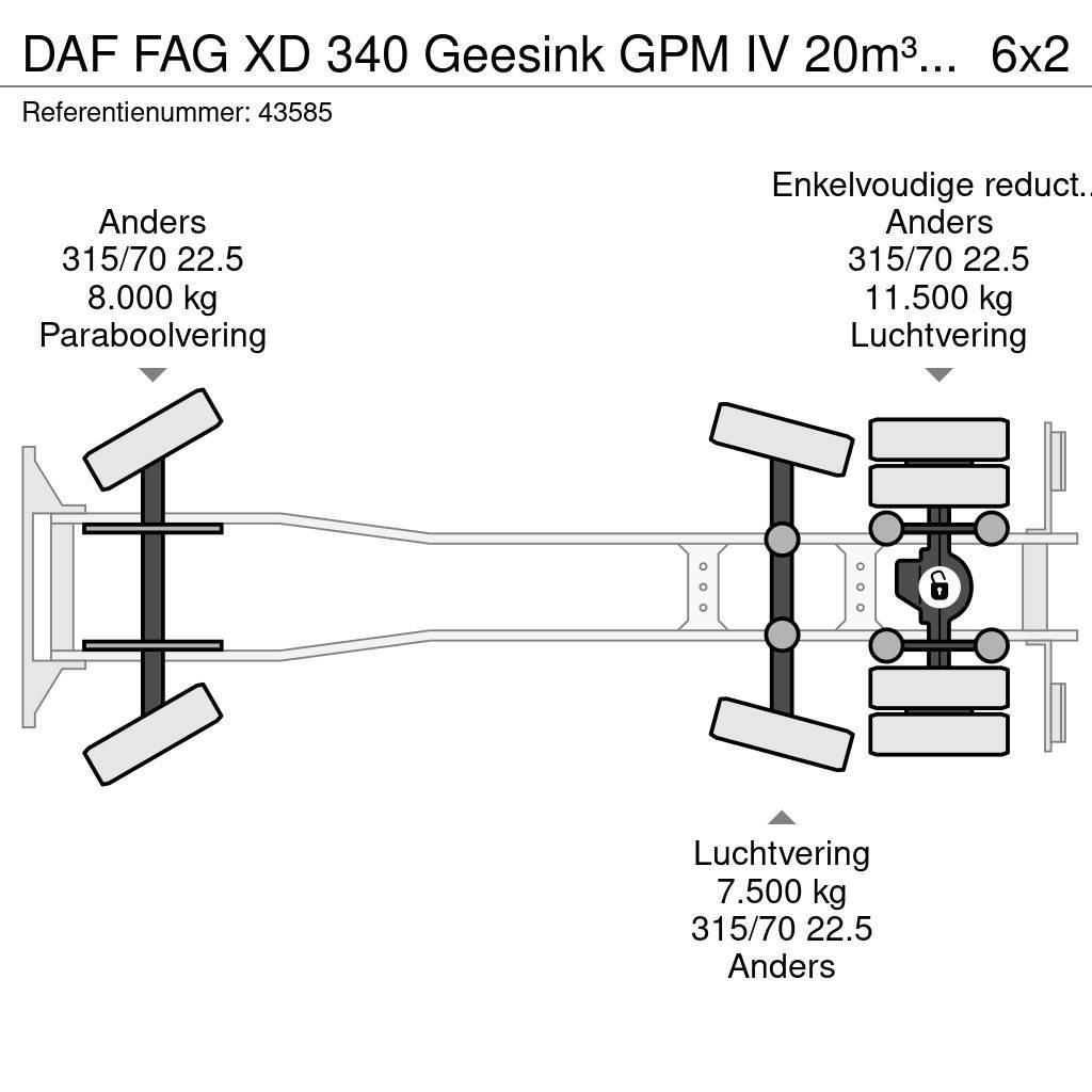 DAF FAG XD 340 Geesink GPM IV 20m³ GEC Welvaarts weigh Renovationslastbiler