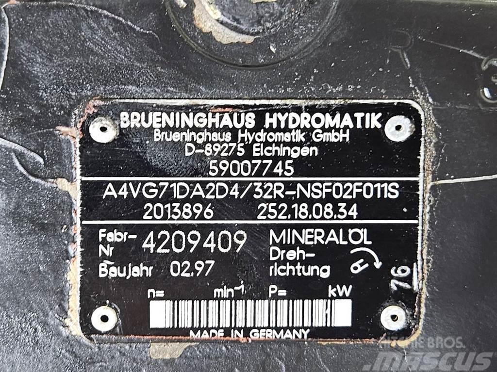 Brueninghaus Hydromatik A4VG71DA2D4/32R-Drive pump/Fahrpumpe Hydraulik