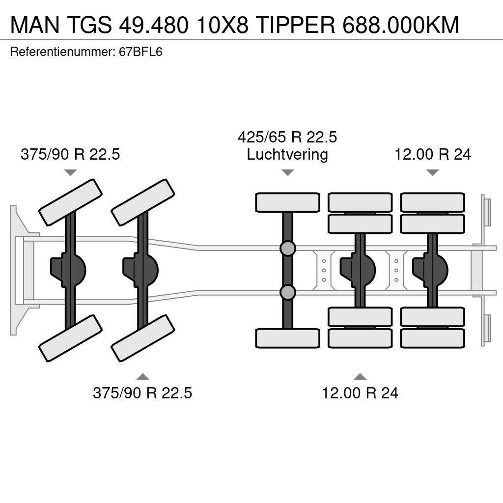 MAN TGS 49.480 10X8 TIPPER 688.000KM Lastbiler med tip
