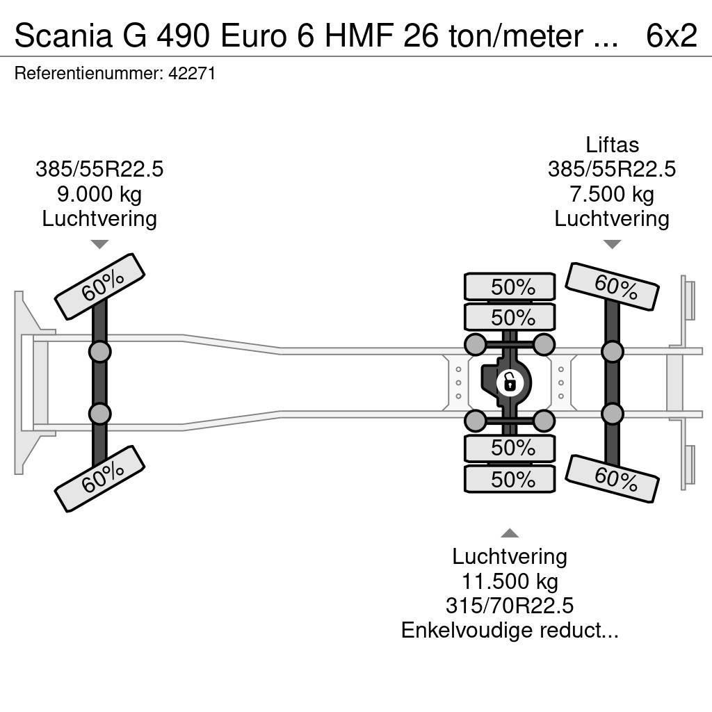 Scania G 490 Euro 6 HMF 26 ton/meter laadkraan Kraner til alt terræn