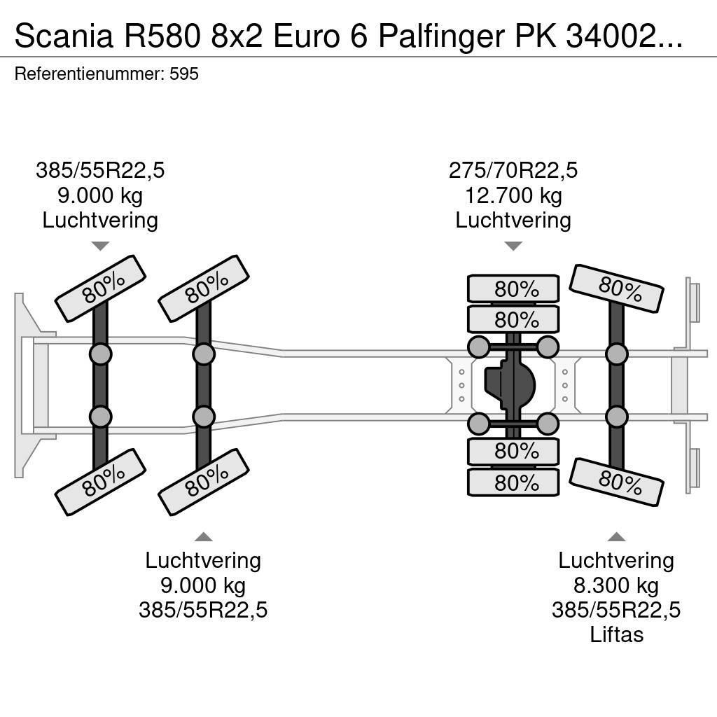 Scania R580 8x2 Euro 6 Palfinger PK 34002-SHF 7 x Hydr. W Kraner til alt terræn