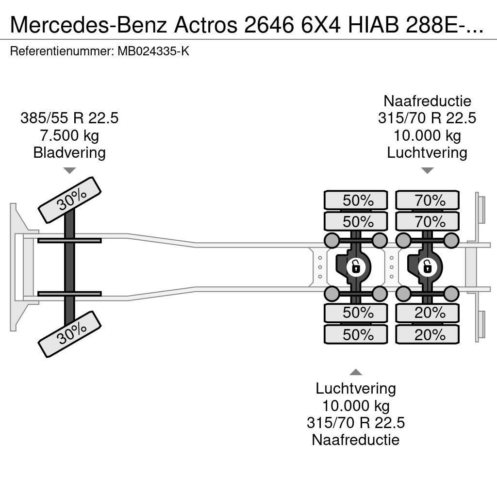 Mercedes-Benz Actros 2646 6X4 HIAB 288E-6 HiPro + FLYJIB 70X + R Kraner til alt terræn