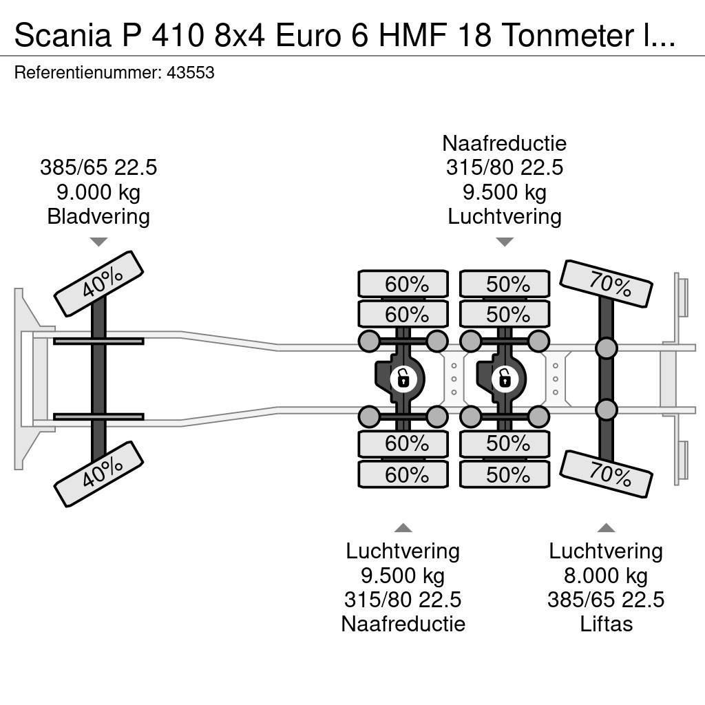 Scania P 410 8x4 Euro 6 HMF 18 Tonmeter laadkraan Lastbiler med tip