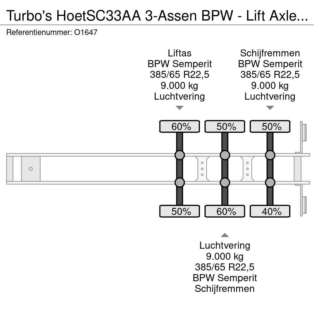  TURBO'S HOET SC33AA 3-Assen BPW - Lift Axle - Disc Semi-trailer med containerramme