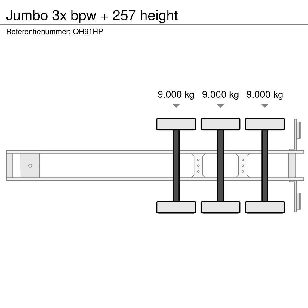 Jumbo 3x bpw + 257 height Semi-trailer med Gardinsider