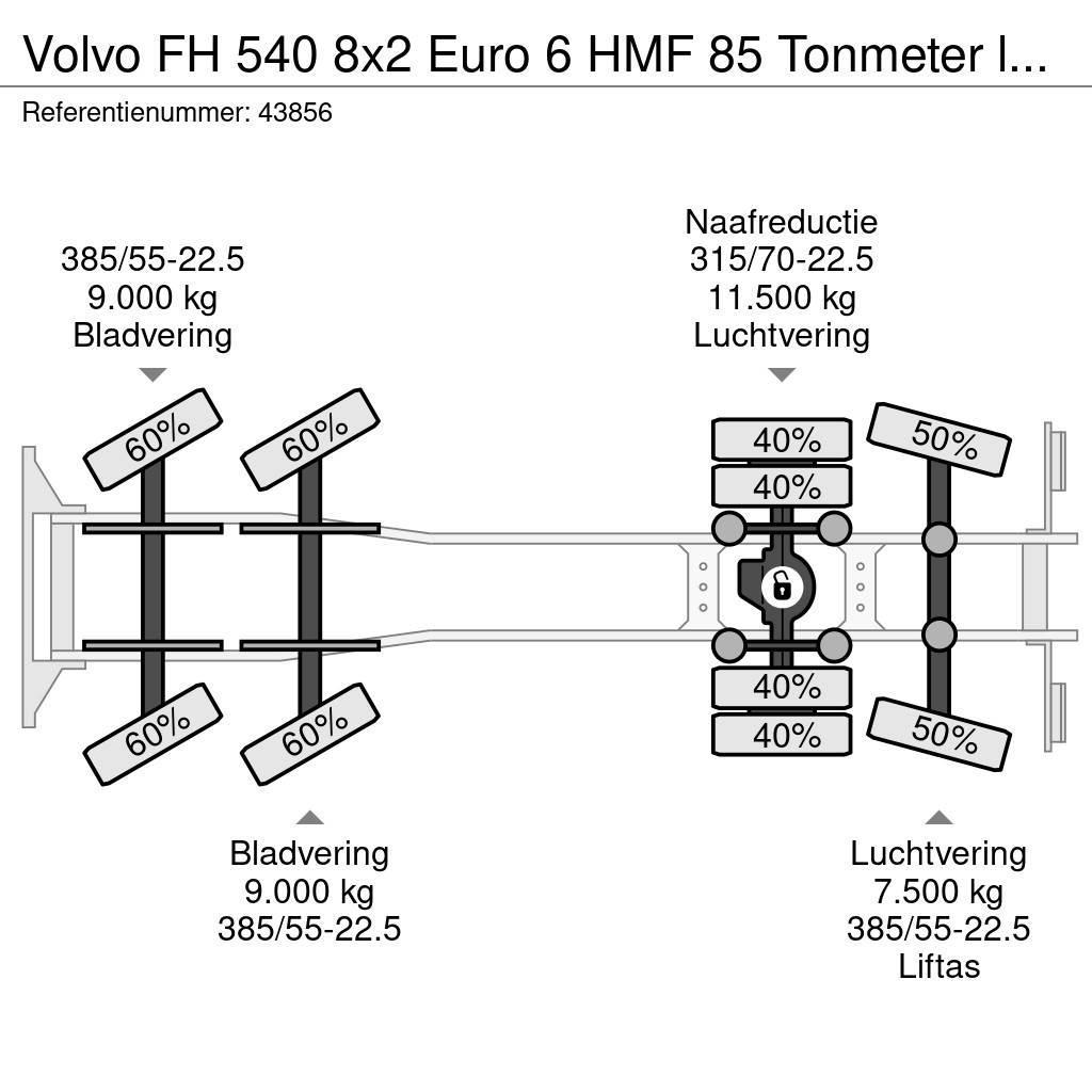 Volvo FH 540 8x2 Euro 6 HMF 85 Tonmeter laadkraan + Fly- Kraner til alt terræn