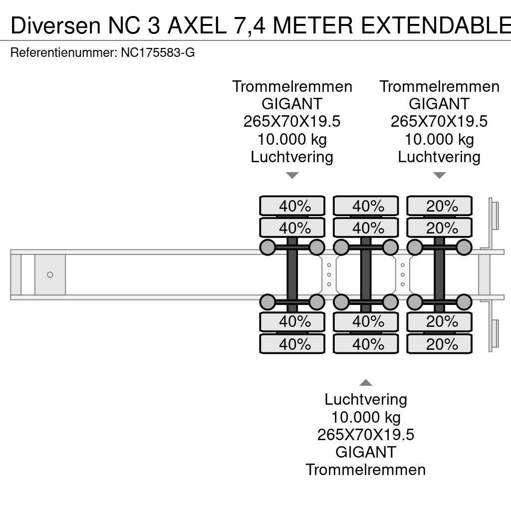 NC 3 AXEL 7,4 METER EXTENDABLE Semi-trailer blokvogn