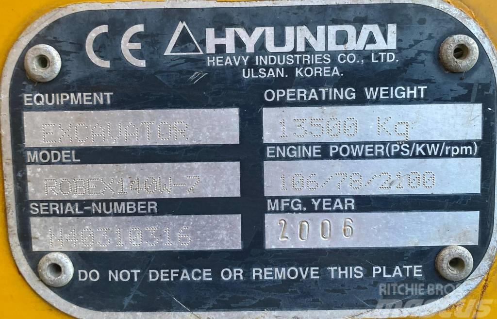 Hyundai Robex 140 W7 Gravemaskiner på hjul