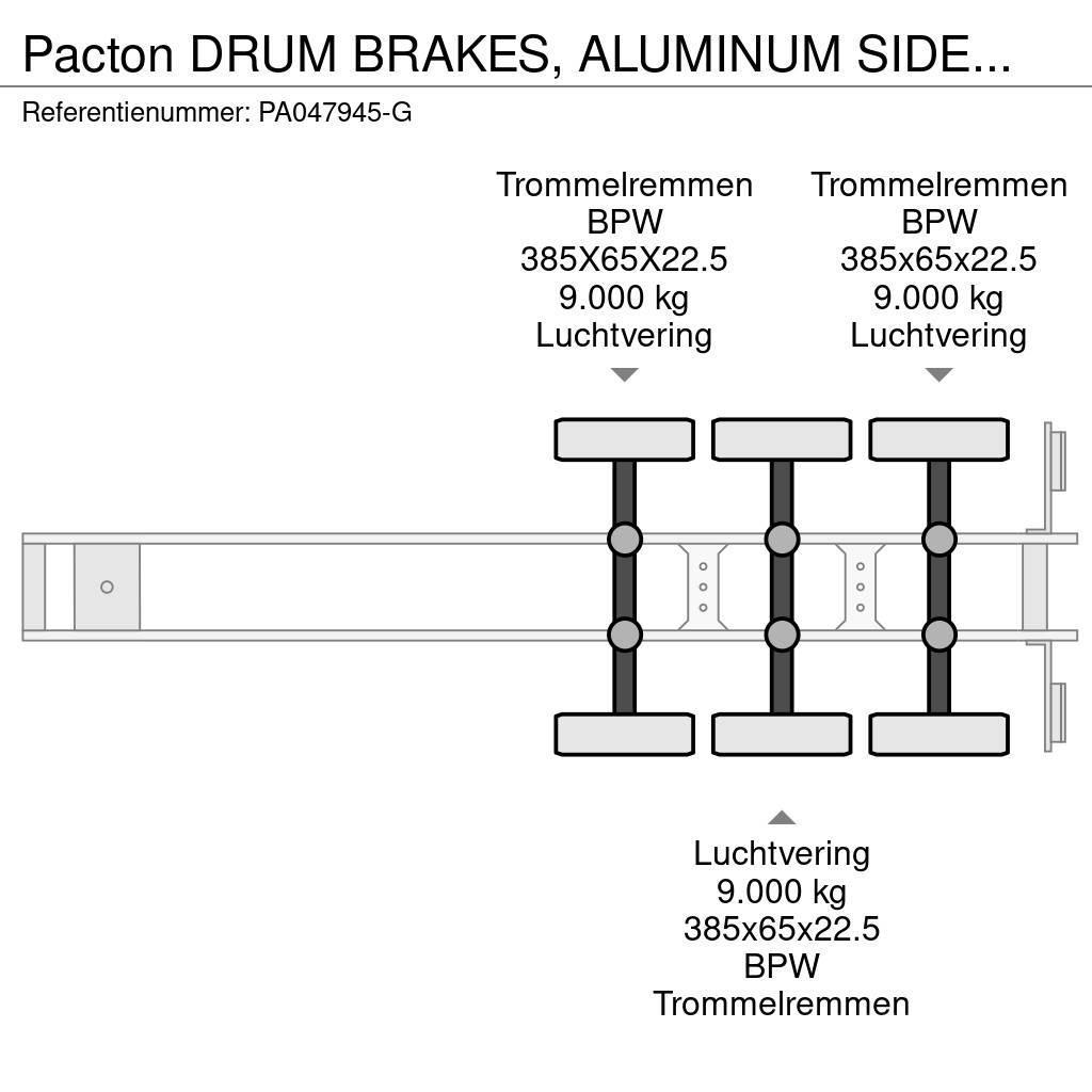 Pacton DRUM BRAKES, ALUMINUM SIDEBOARDS Semi-trailer med lad/flatbed