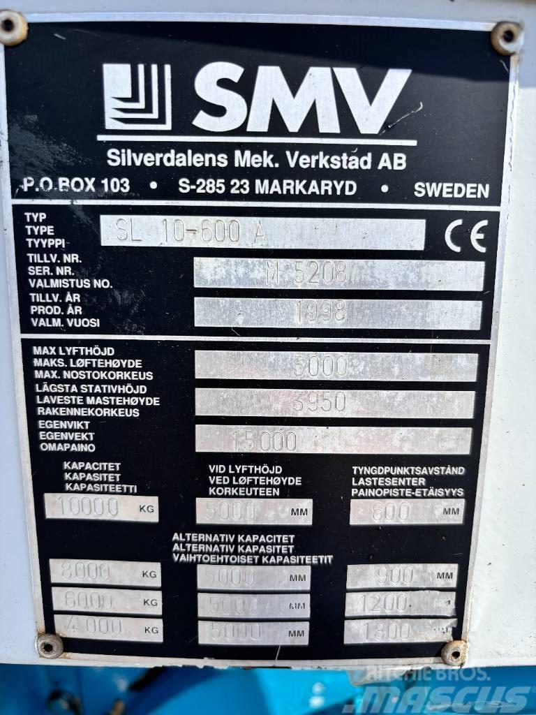 SMV SL 10-600 A + extra counterweight 12t. capacity Diesel gaffeltrucks