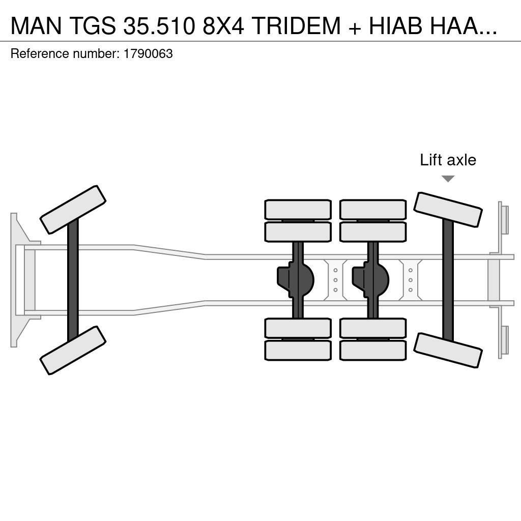 MAN TGS 35.510 8X4 TRIDEM + HIAB HAAKARM + PALFINGER P Lastbil med kran
