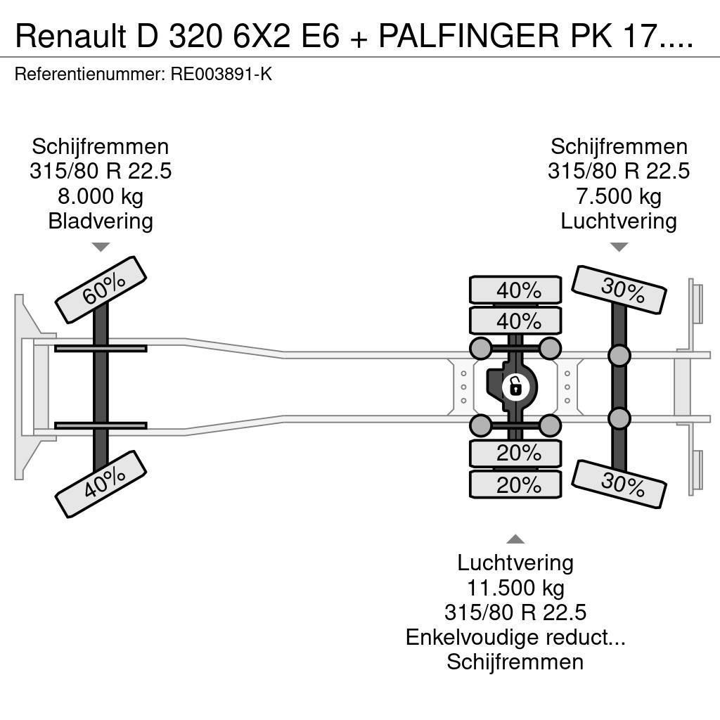 Renault D 320 6X2 E6 + PALFINGER PK 17.001 + REMOTE Kraner til alt terræn