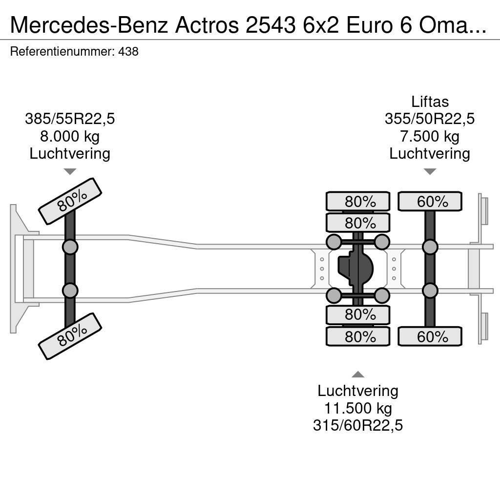 Mercedes-Benz Actros 2543 6x2 Euro 6 Omars 11 Tons Plateau 5 Ton Autotransportere / Knæklad