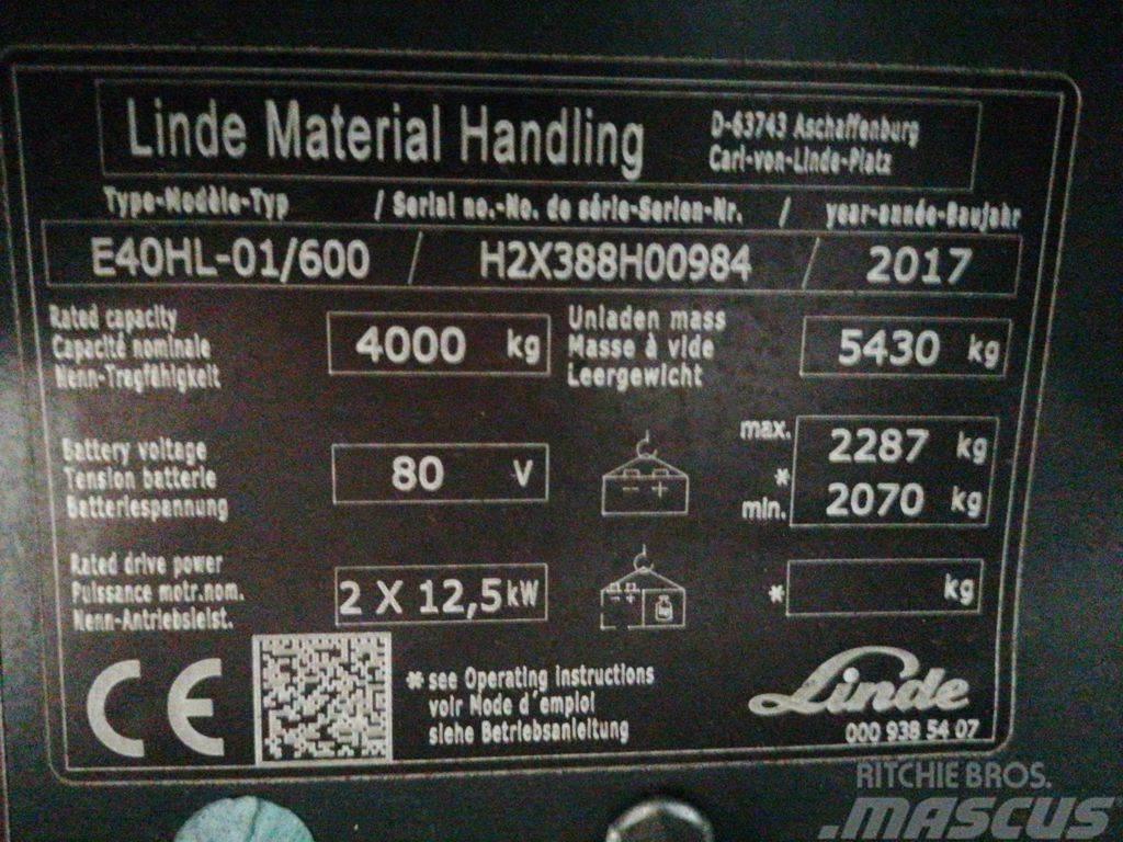 Linde E40HL-01/600 El gaffeltrucks