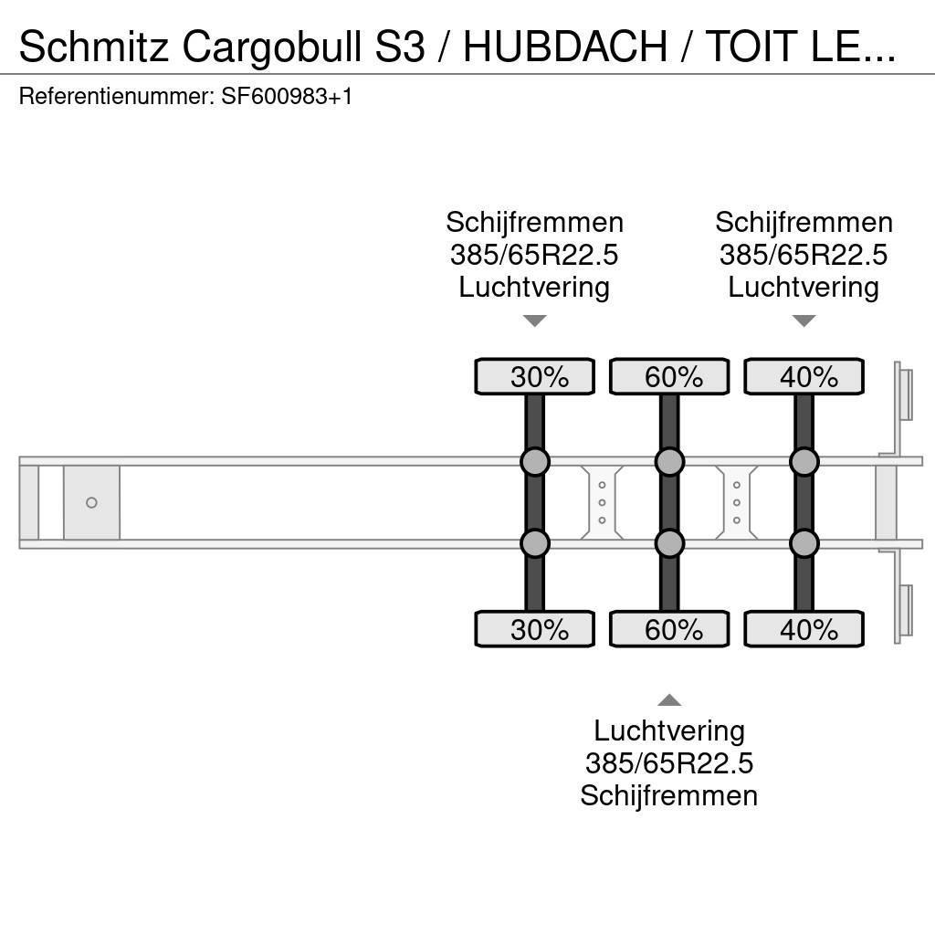 Schmitz Cargobull S3 / HUBDACH / TOIT LEVANT / HEFDAK / COIL / COILM Semi-trailer med Gardinsider