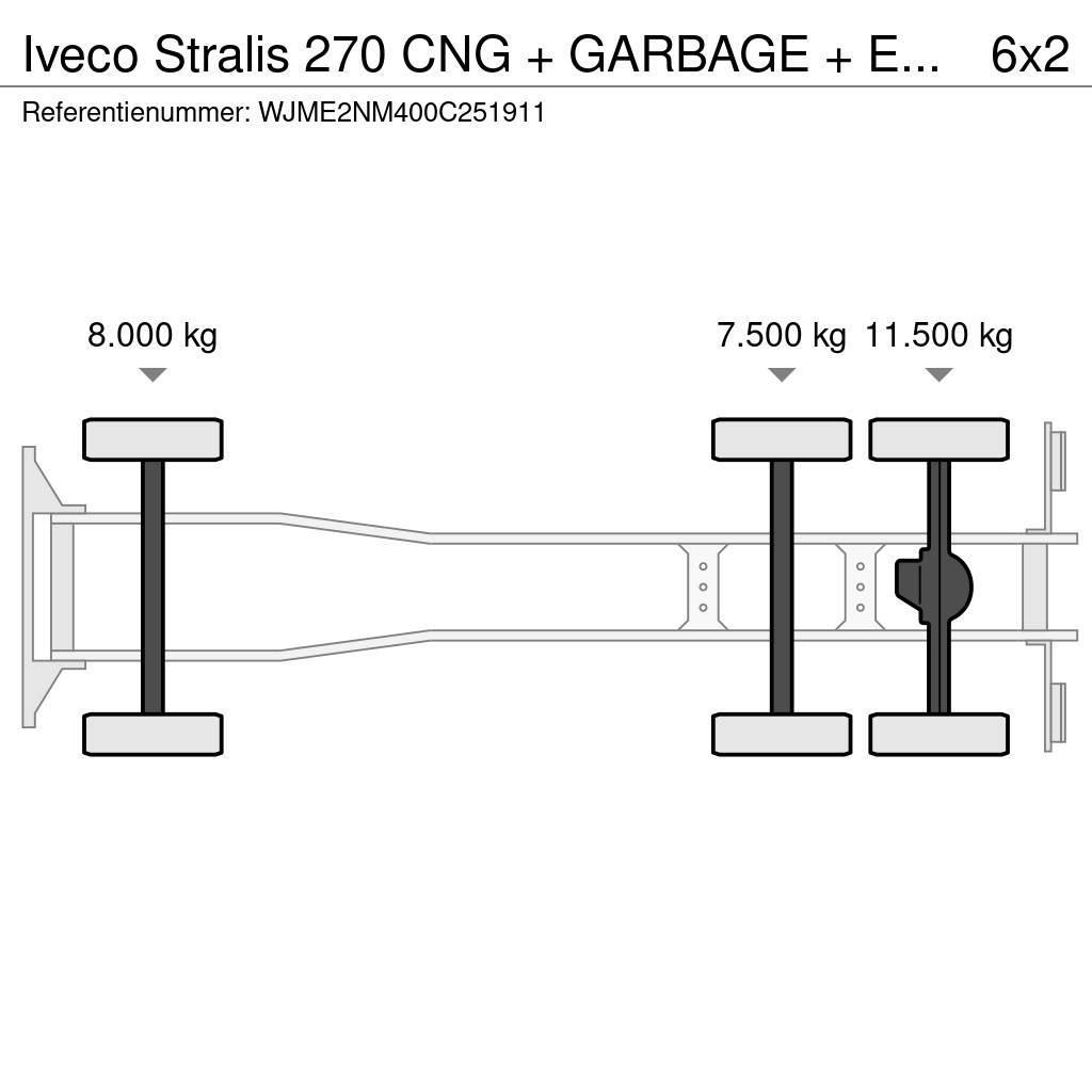 Iveco Stralis 270 CNG + GARBAGE + EURO 5 + 6X2 + RETARDE Renovationslastbiler