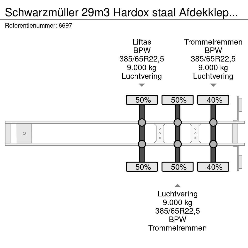 Schwarzmüller 29m3 Hardox staal Afdekkleppen Liftas Semi-trailer med tip
