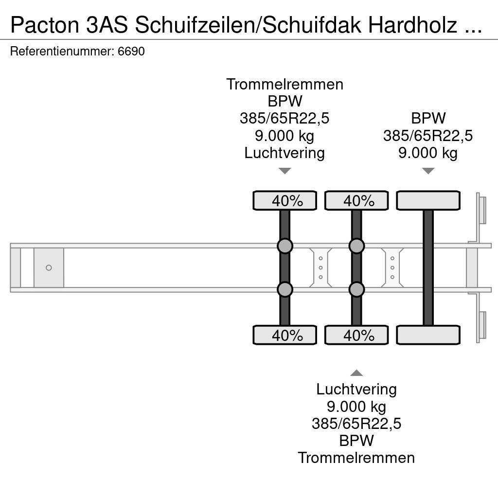 Pacton 3AS Schuifzeilen/Schuifdak Hardholz boden Semi-trailer med Gardinsider