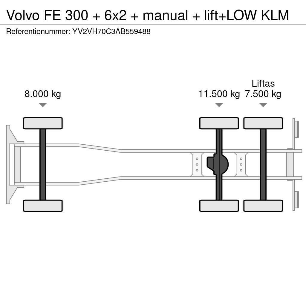 Volvo FE 300 + 6x2 + manual + lift+LOW KLM Fast kasse