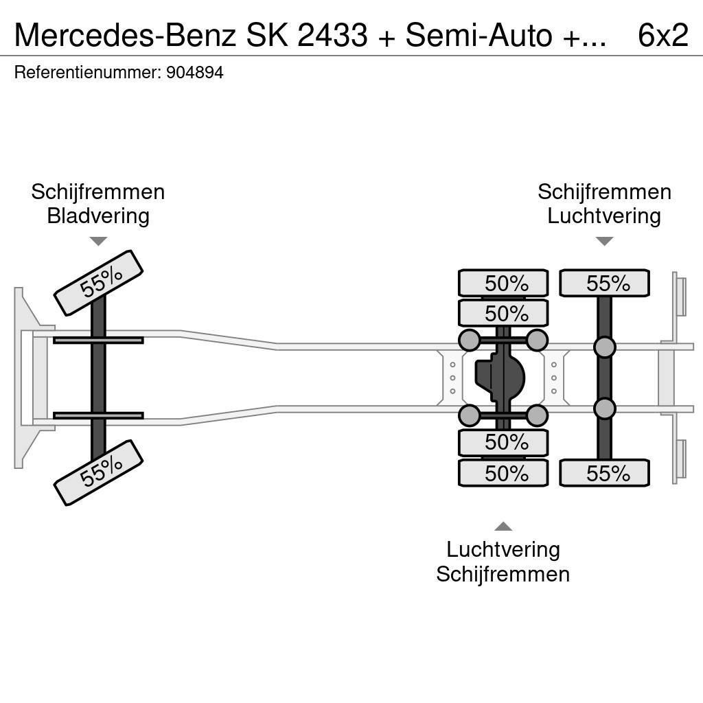 Mercedes-Benz SK 2433 + Semi-Auto + PTO + Serie 14 Crane + 3 ped Lastbiler med containerramme / veksellad