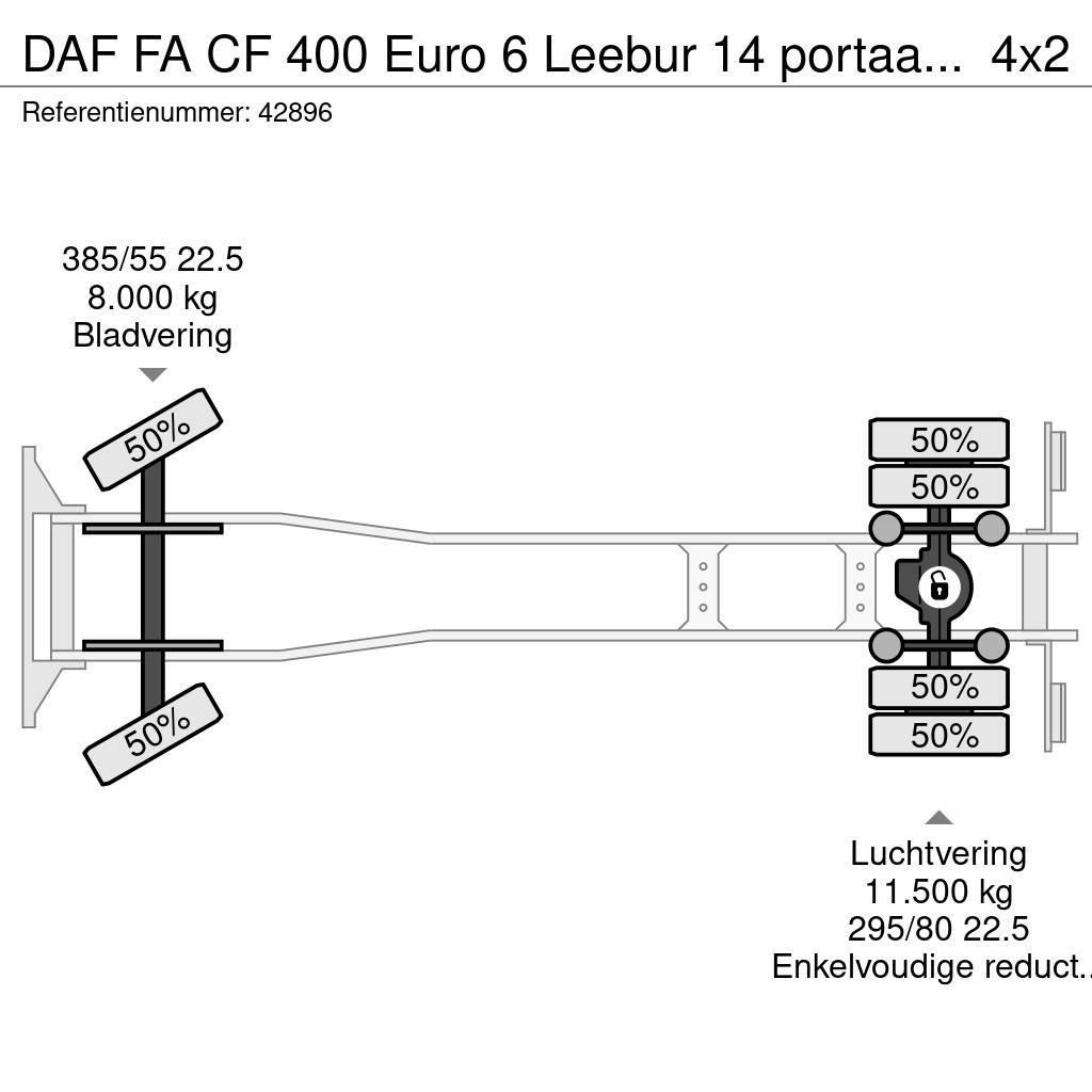 DAF FA CF 400 Euro 6 Leebur 14 portaalarmsysteem Skip loader