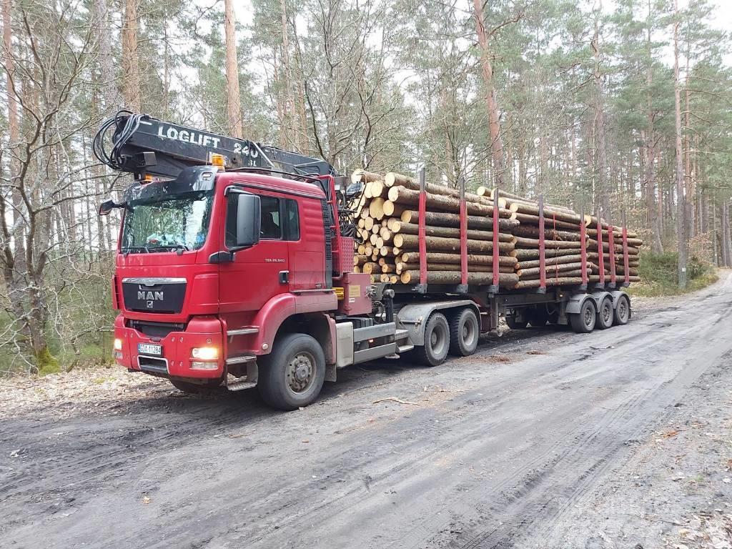 MAN TGS 26.540 6X6 z dźwigiem do przewozu drewna Tømmertransport