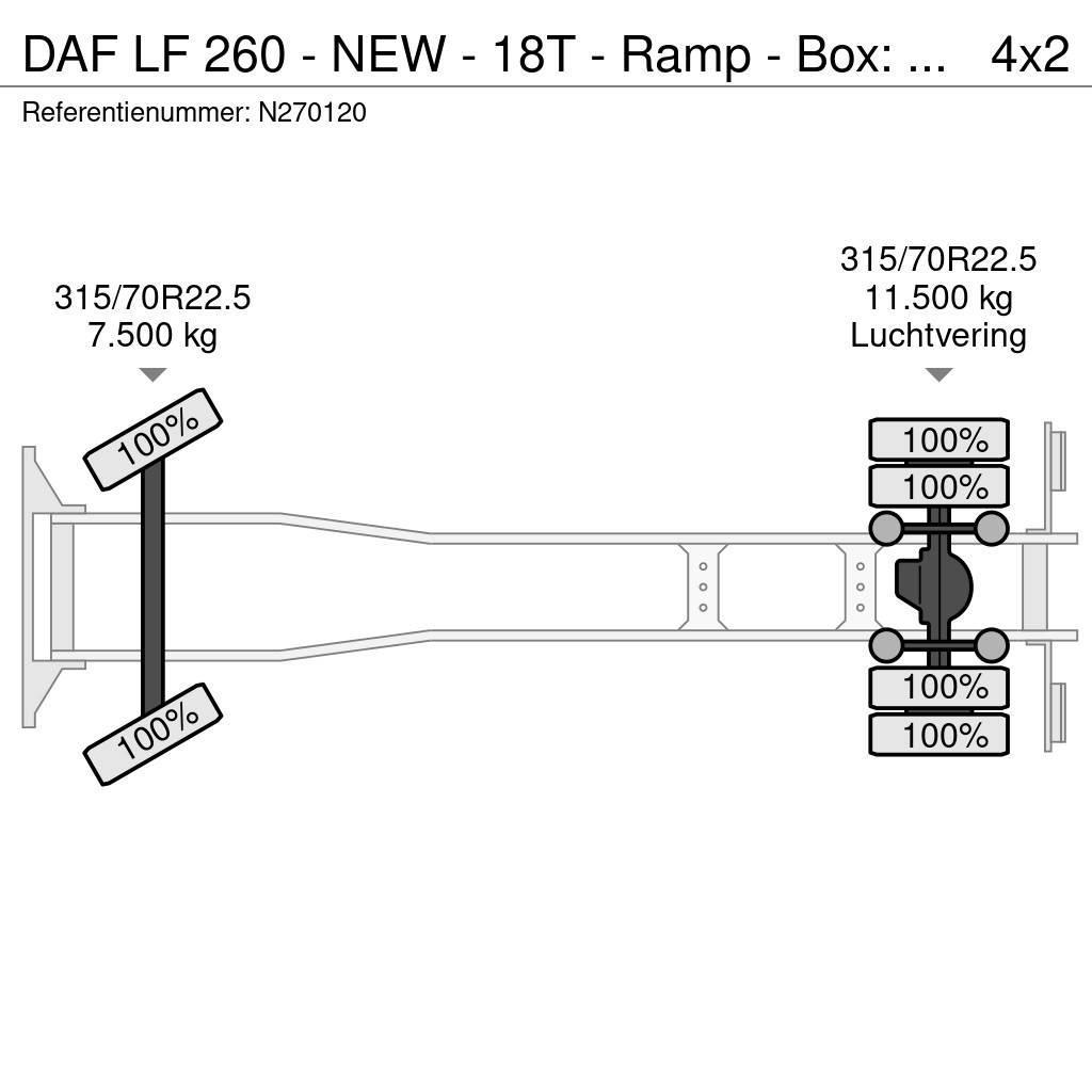 DAF LF 260 - NEW - 18T - Ramp - Box: 7.50 - 2.50 - Too Autotransportere / Knæklad