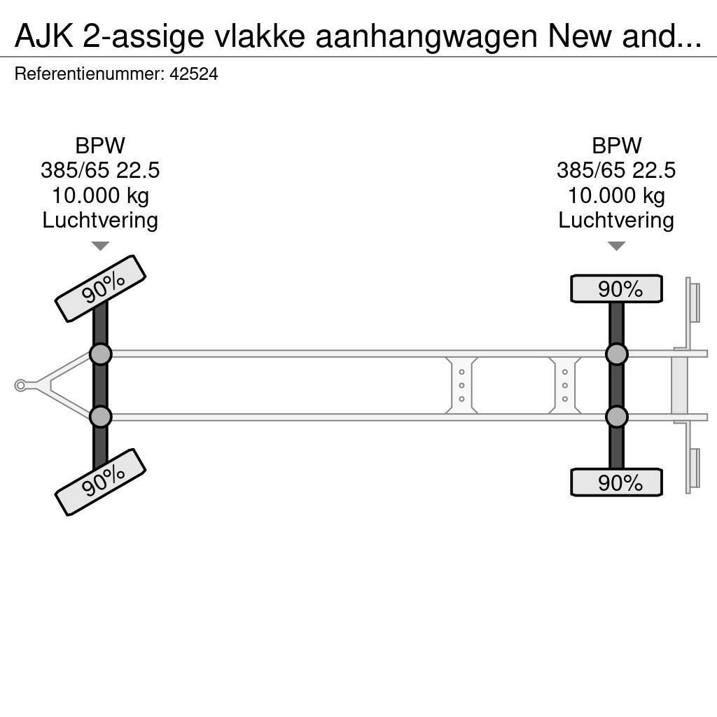 AJK 2-assige vlakke aanhangwagen New and Unused! Anhænger med lad/Flatbed