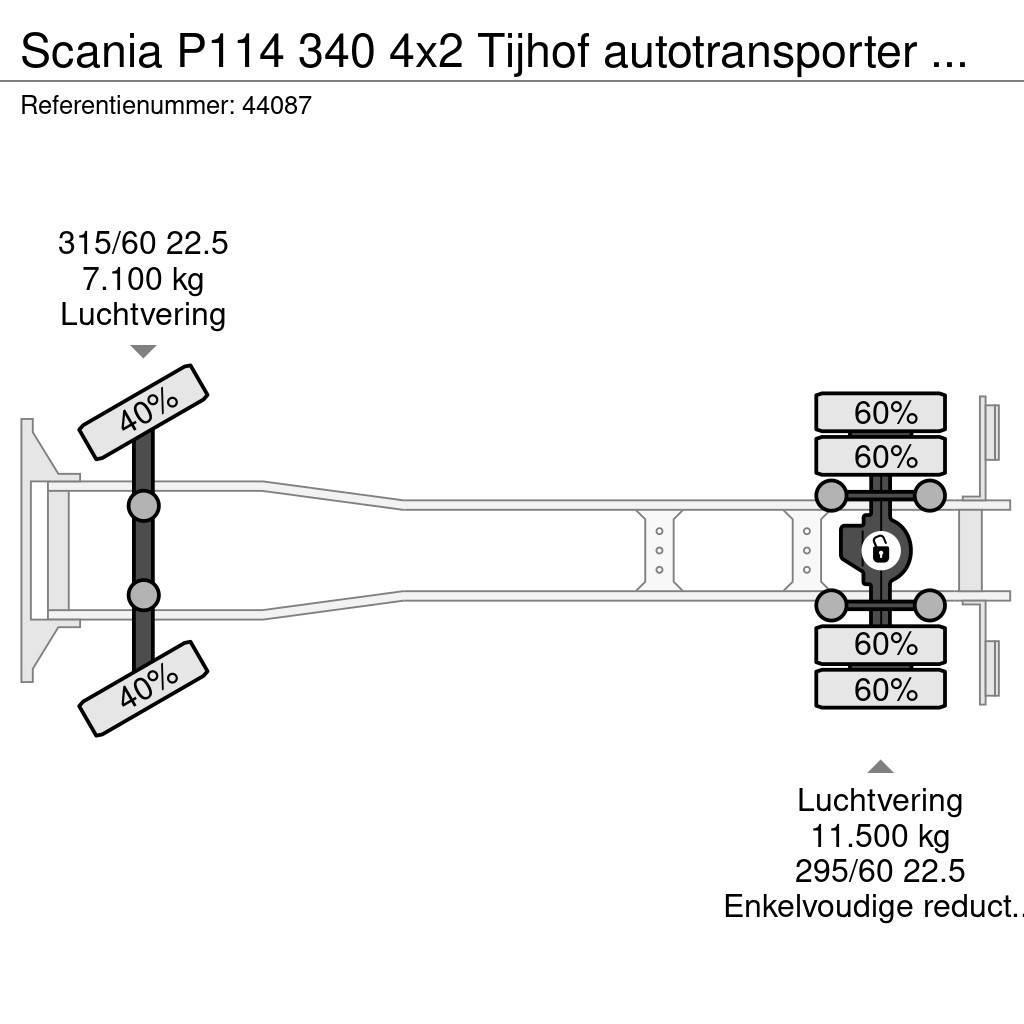Scania P114 340 4x2 Tijhof autotransporter met hydraulisc Autotransportere / Knæklad