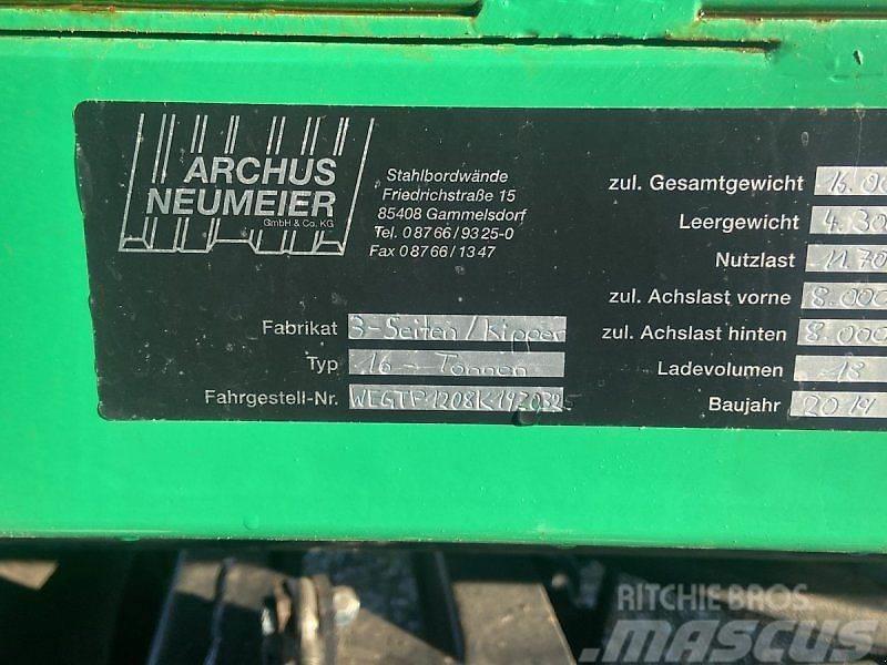  Archus Neumeier 3 Seiten Kipper Anhänger 16 t. Lastbiler med tip