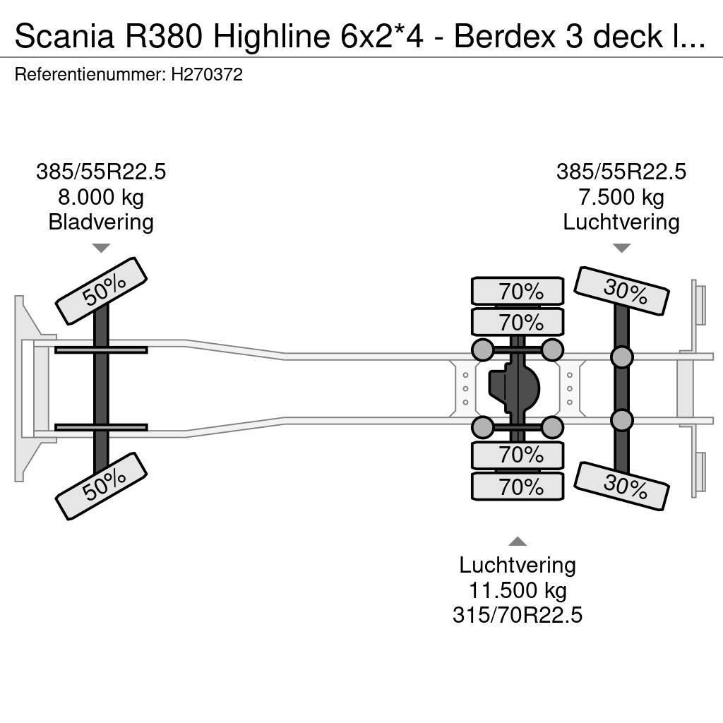 Scania R380 Highline 6x2*4 - Berdex 3 deck livestock - Lo Lastbiler til dyretransport