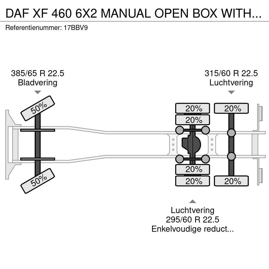DAF XF 460 6X2 MANUAL OPEN BOX WITH PALFINGER PK 50002 Kraner til alt terræn