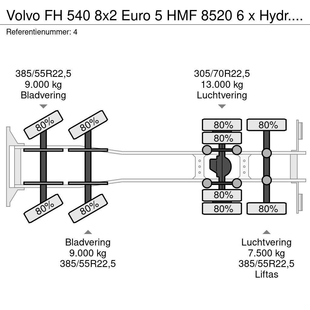 Volvo FH 540 8x2 Euro 5 HMF 8520 6 x Hydr. Jip 6 x Hydr. Kraner til alt terræn