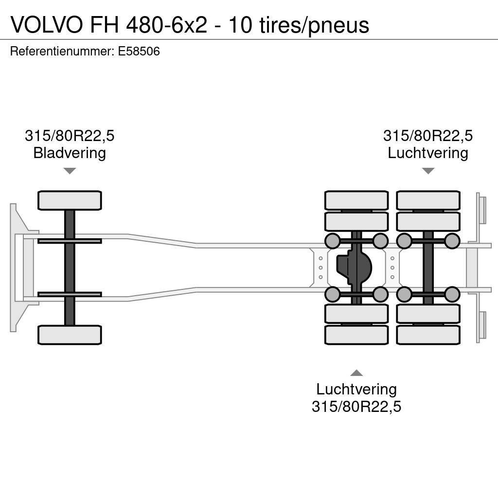 Volvo FH 480-6x2 - 10 tires/pneus Lastbiler med containerramme / veksellad