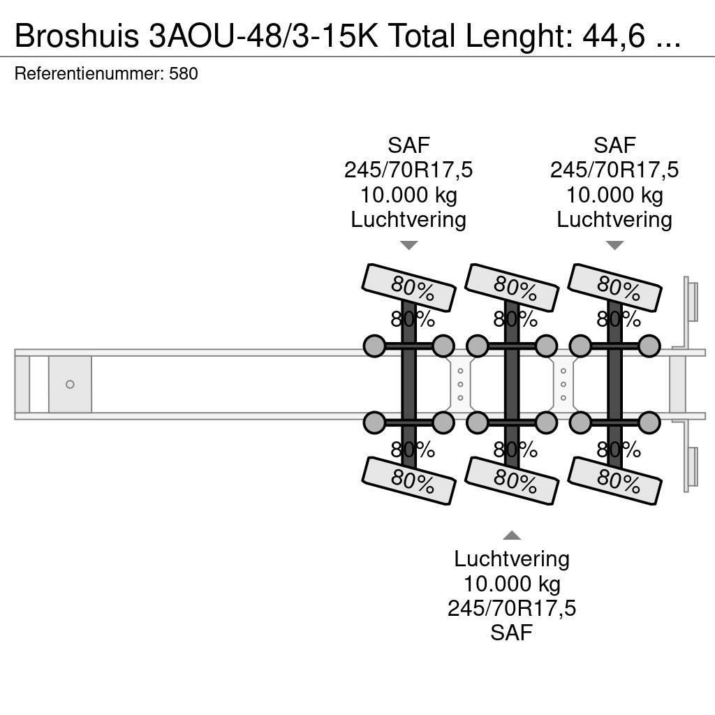 Broshuis 3AOU-48/3-15K Total Lenght: 44,6 Meter Wing Carrie Semi-trailer med lad/flatbed