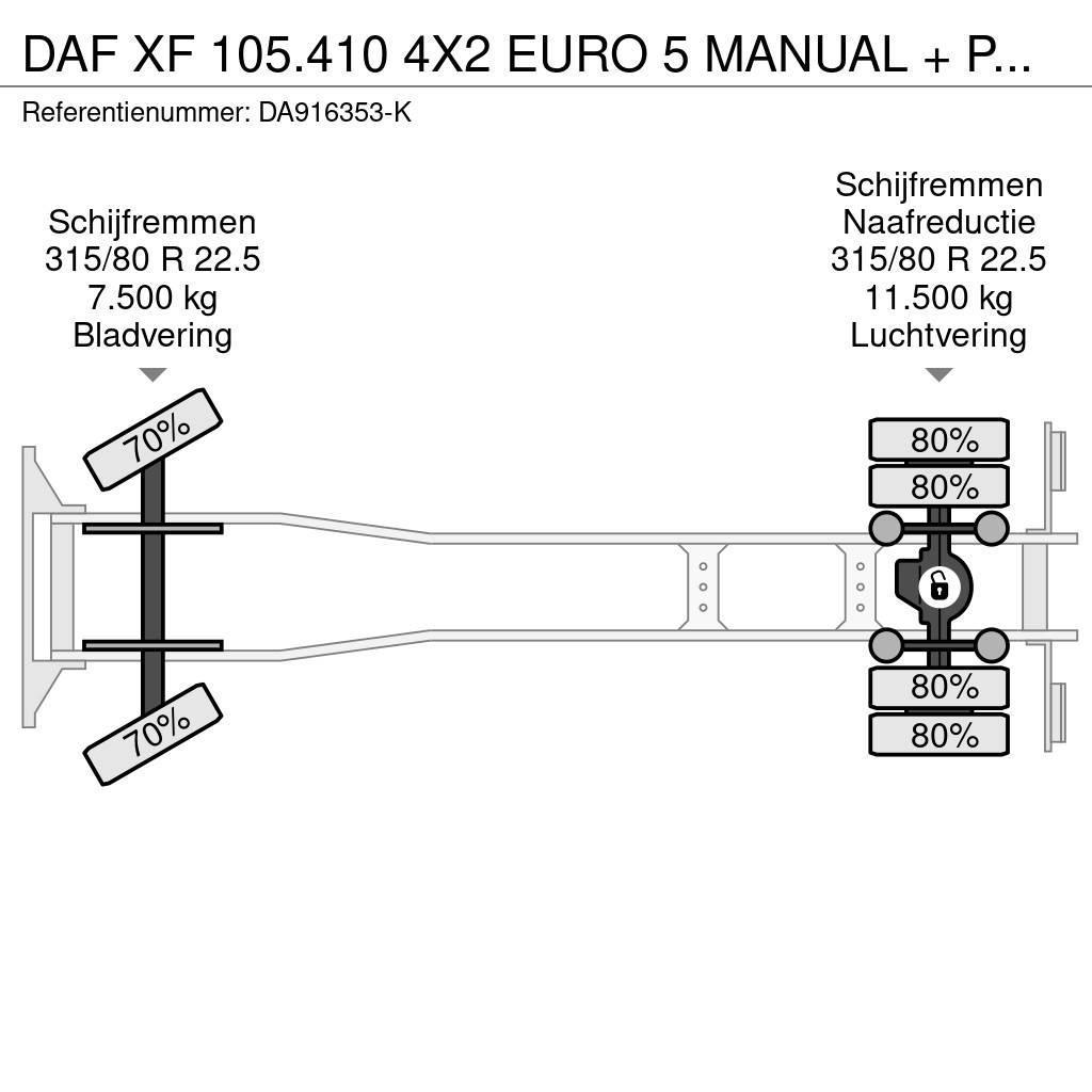 DAF XF 105.410 4X2 EURO 5 MANUAL + PALFINGER PK16000 Kraner til alt terræn