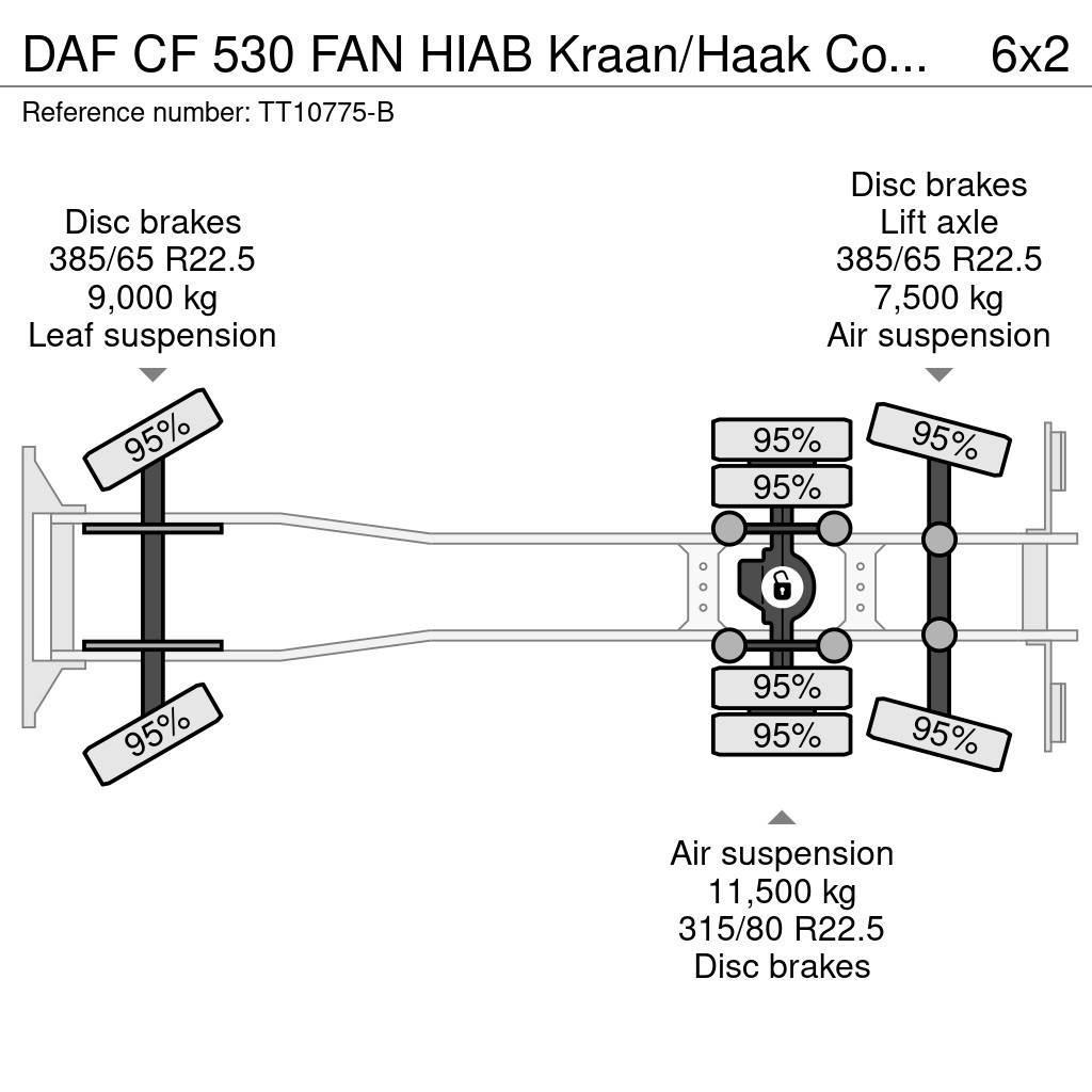 DAF CF 530 FAN HIAB Kraan/Haak Combikeuring 12-2030 Kraner til alt terræn