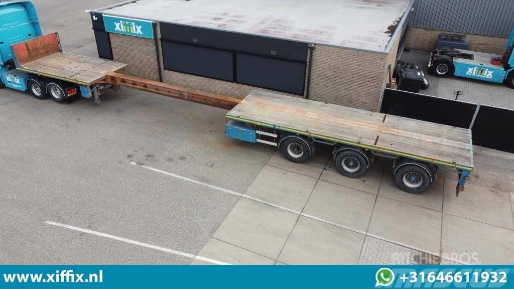 Floor 3-axle flat extendable trailer, 2x hydr. steering Semi-trailer med lad/flatbed
