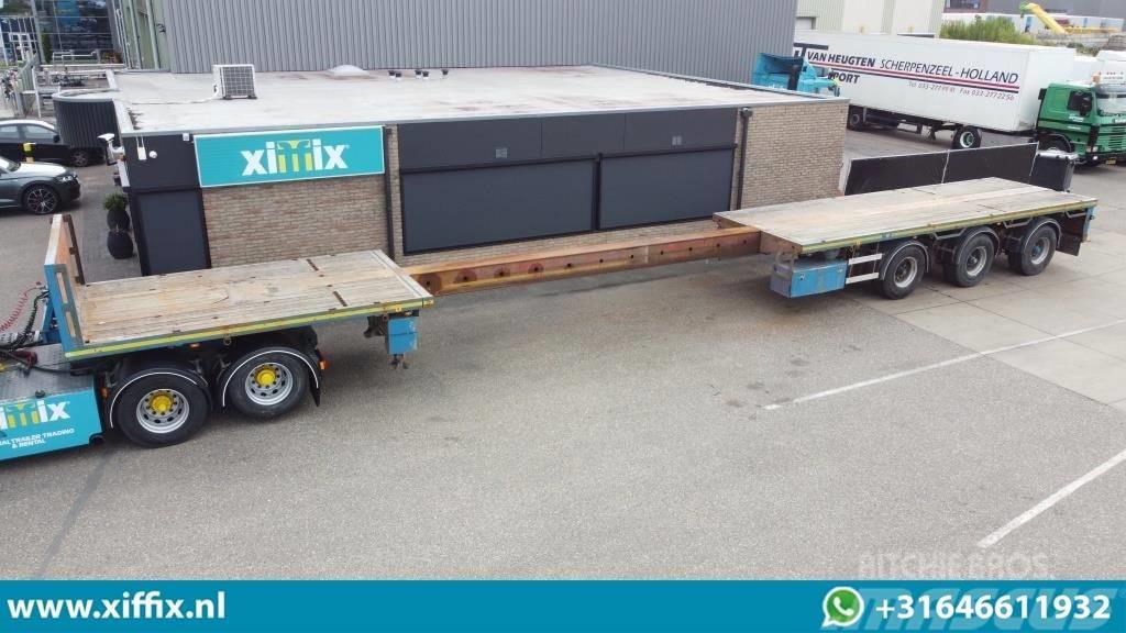 Floor 3-axle flat extendable trailer, 2x hydr. steering Semi-trailer med lad/flatbed
