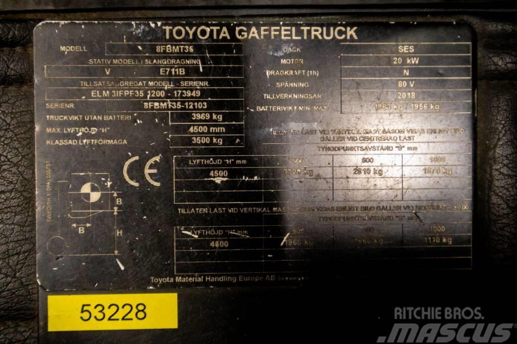 Toyota 8FBMKT35, mycket välutrustad motviktstruck El gaffeltrucks