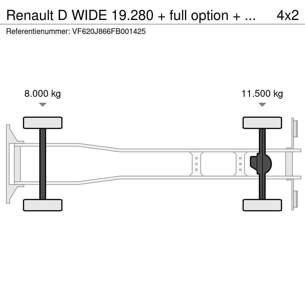 Renault D WIDE 19.280 + full option + REMOTE + EURO 6 HIAB Skip loader