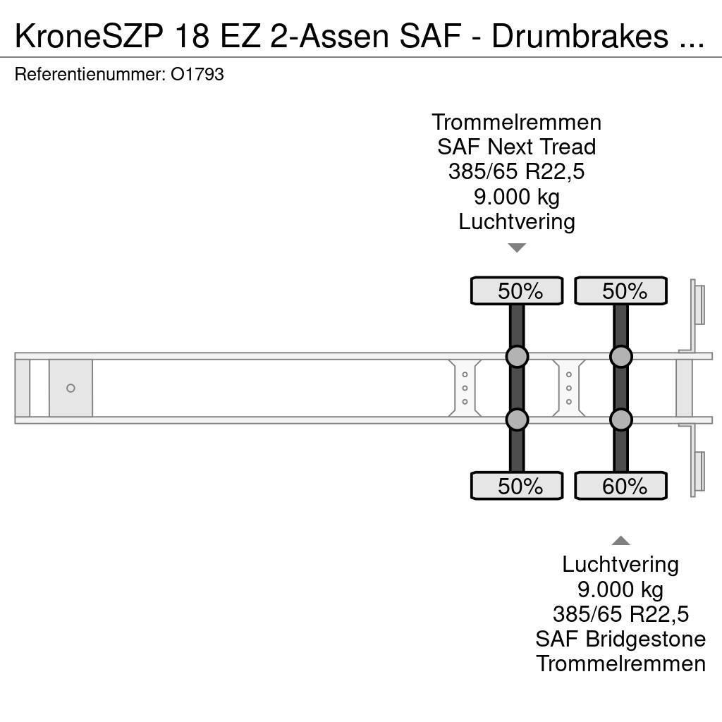 Krone SZP 18 EZ 2-Assen SAF - Drumbrakes - 20FT connecti Semi-trailer med containerramme